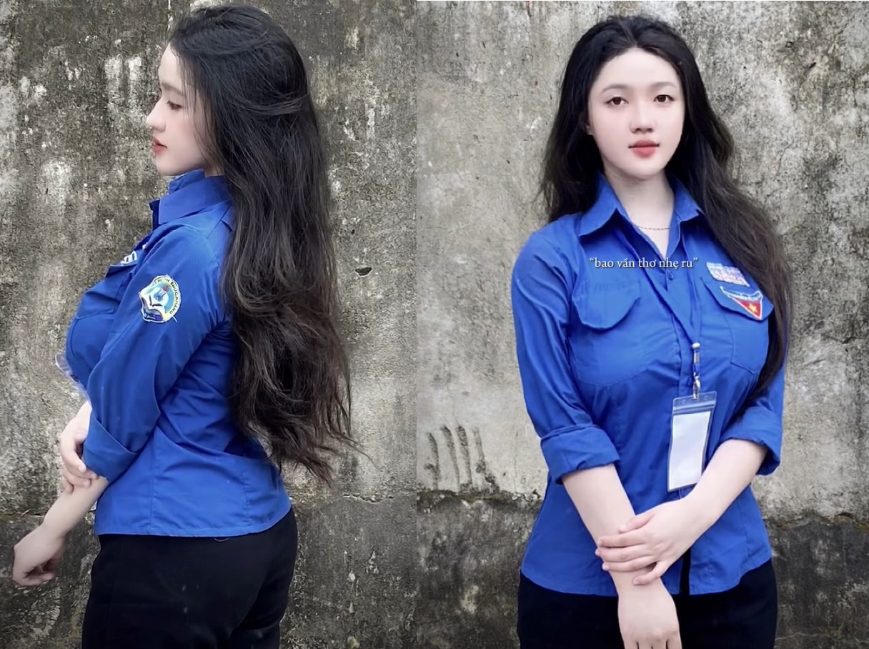 Em sinh viên tự nguyện với vẻ đẹp mê hoặc