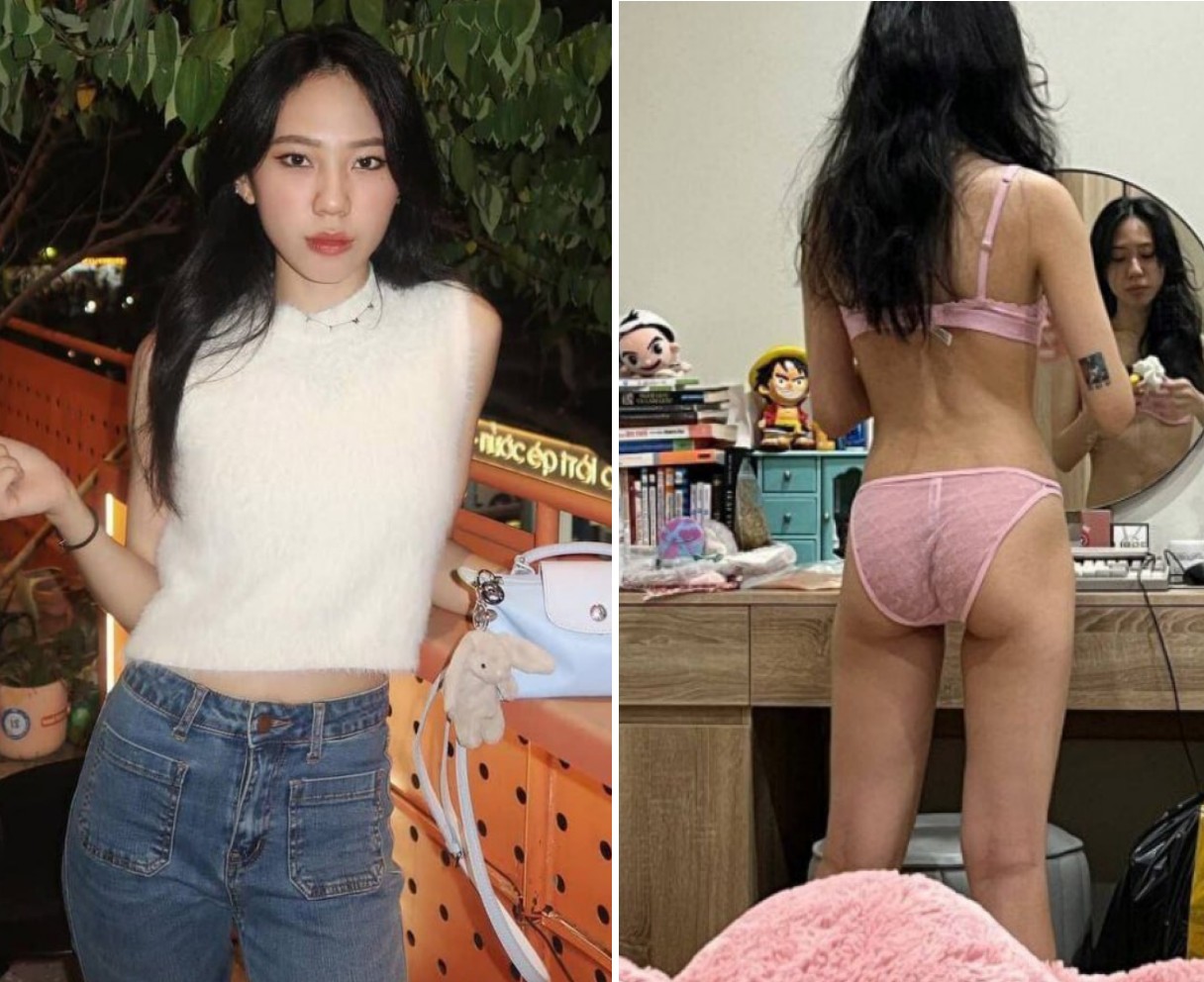 Gái dâm sang tận nơi ép bạn trai liếm bím