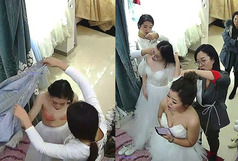 Hack Cam Quay Lén Cô Dâu Thay Đồ Trong Tiệm Đồ Cưới
