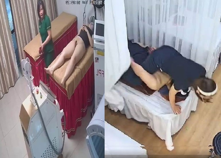 Hack Cam Tiệm Spa Em Nhân Viên Tẩy Lông Bím Cho Khách