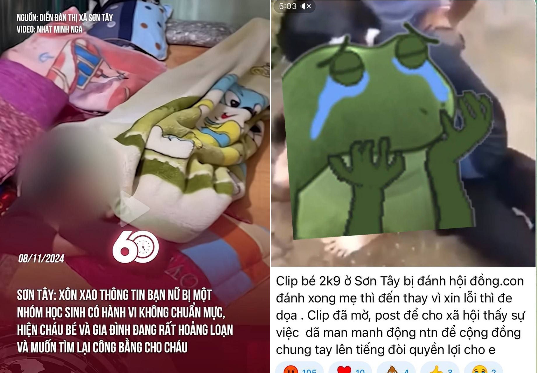 Sex nữ sinh lớp 8 Sơn Tây bị bạn đánh